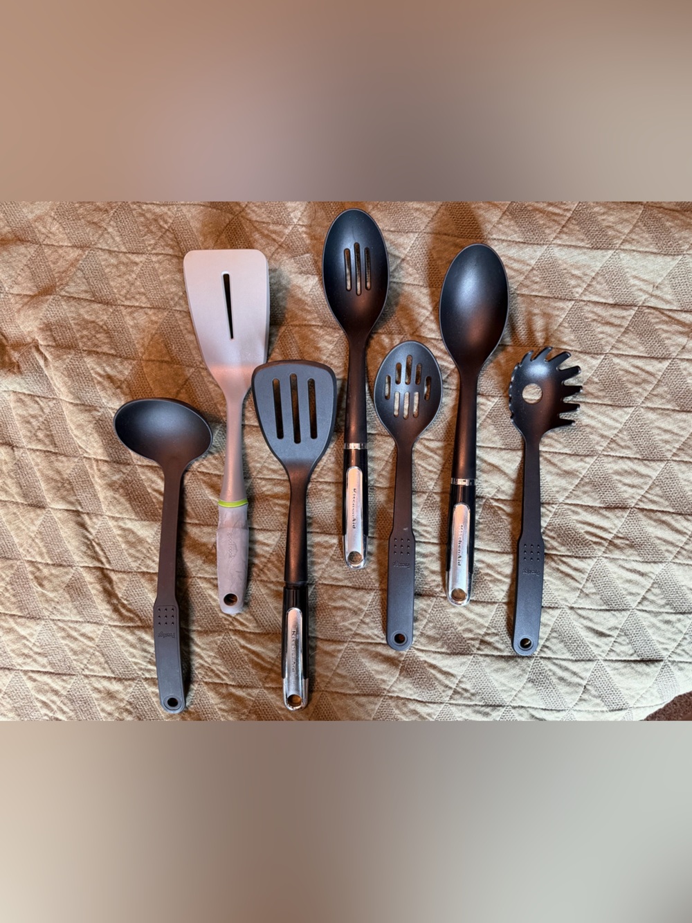 Kitchen Utensil Set - Black and Gray Plastic Cooking Tools